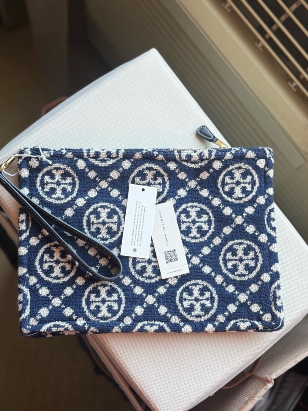 Tory Burch T Monogram Terry Cloth clutch - Picture 2 of 6